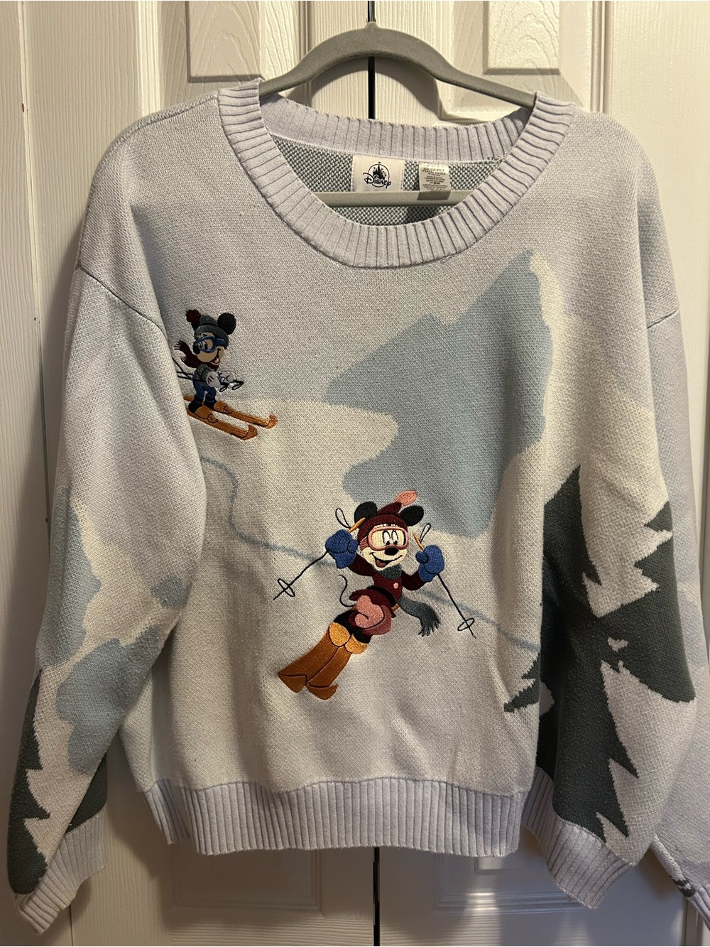 Disney Mickey Mouse Ski Crewneck Sweater - Light Gray